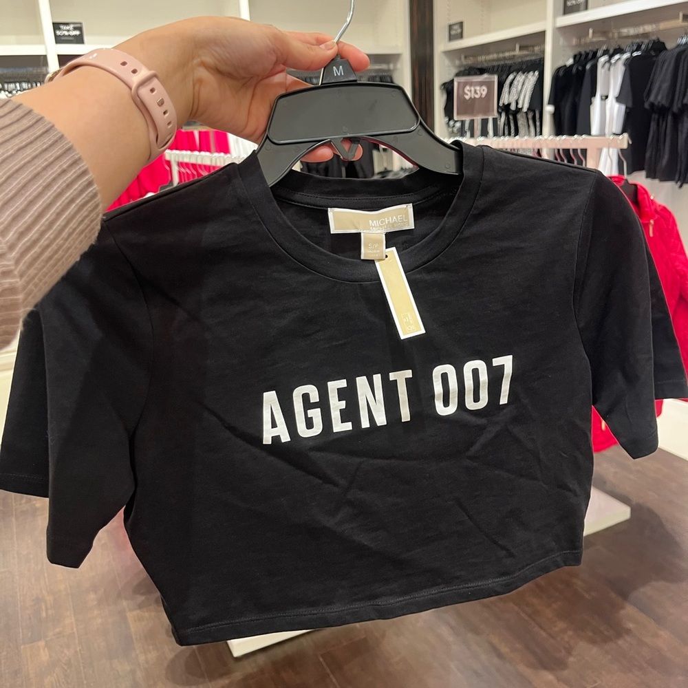 Michael Kors Black and Gold Crop Top Short Sleeve